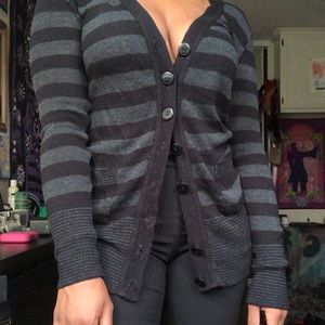 Black and grey striped longe sleeve button up